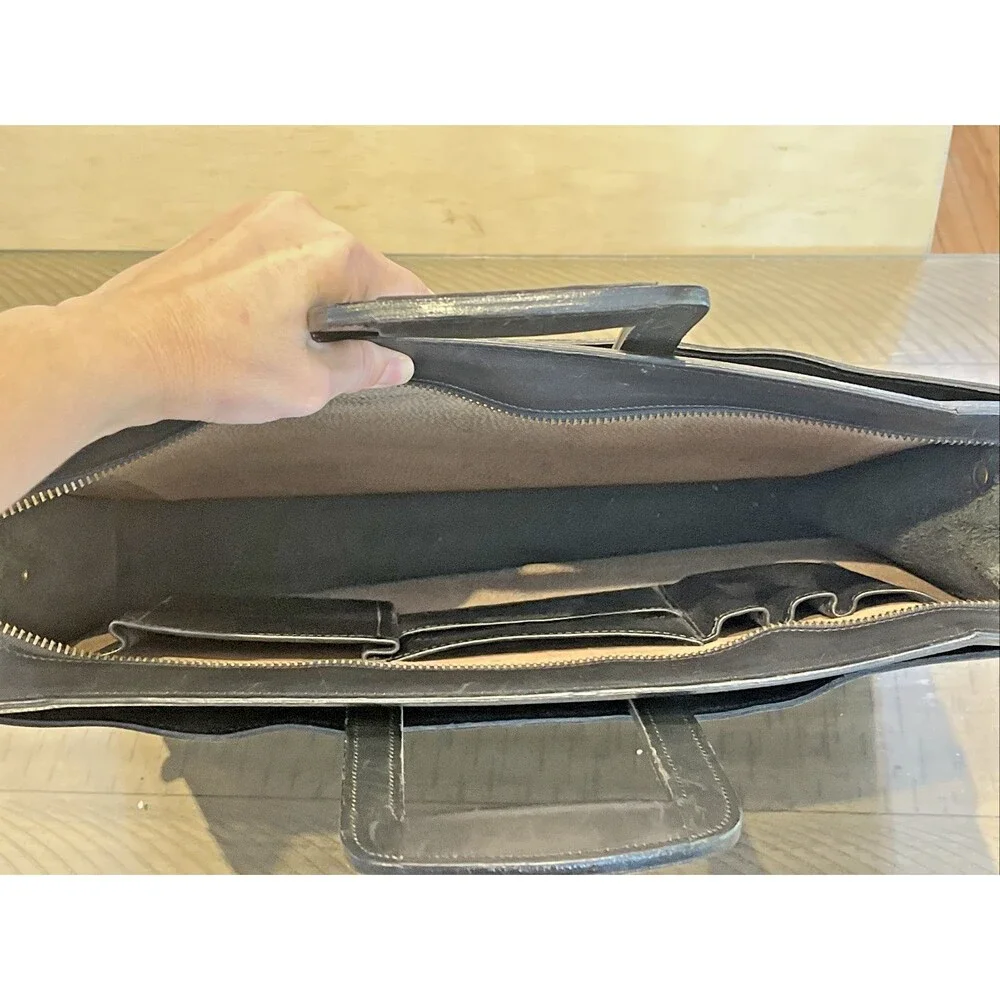 VTG Coach Black Leather Associate Bag Messenger Briefcase Lux Tote Purse 5203